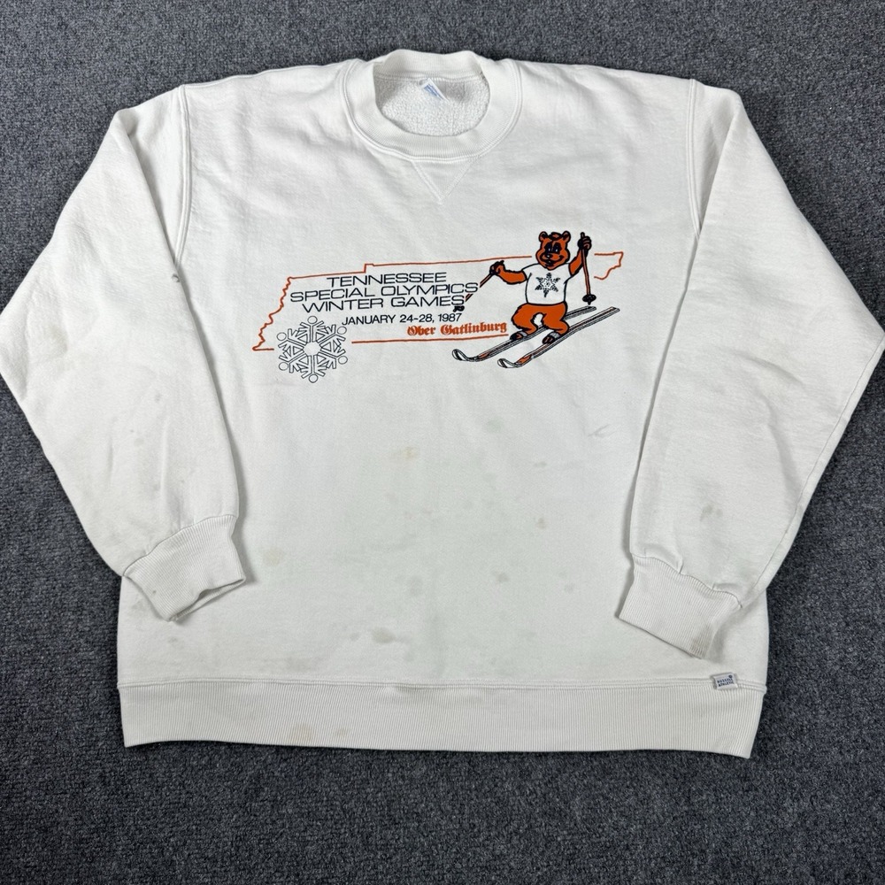 Vtg 1987 Tennessee Special Olympics Winter Games Crewneck Sweatshirt Bear Ski L
